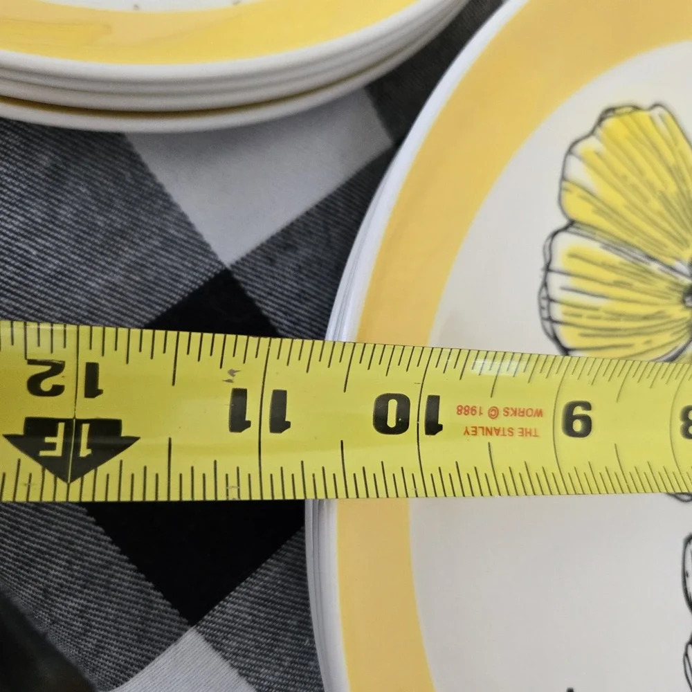 VTG Mikasa Duplex Plates Ben Seibel Duet 4 Dinner & 4 Salad Yellow Floral